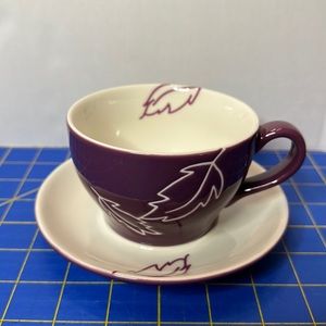 Starbucks Dark Purple Leaf Cup and Saucer 2007 10 ounce Cup